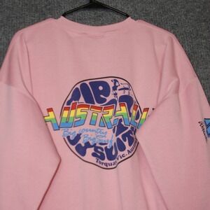 Vintage 80s Surf Rip Curl Sweatshirt Mens XL Pink Australia Surf Graphic Retro